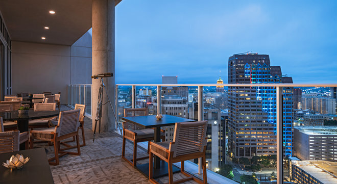 The Moon&rsquo;s Daughters rooftop lounge high above the San Antonio River Walk